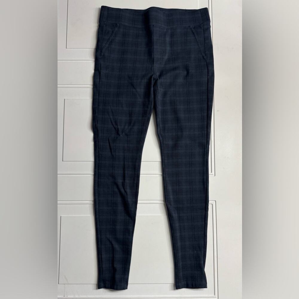 Liverpool Los Angeles Women’s Sz 8/29 Stretch Black Blue Plaid Pants Leggings